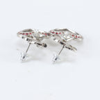 Chanel CC Logo Heart Earrings Silver Rhinestone — view 4