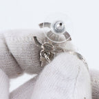 Chanel CC Logo Heart Earrings Silver Rhinestone — view 7