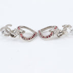 Chanel CC Logo Heart Earrings Silver Rhinestone — view 5