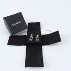 Chanel S CC Logo Star 5 Earrings Gold Rhinestone