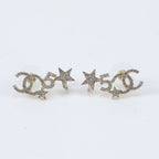 Chanel S CC Logo Star 5 Earrings Gold Rhinestone — view 2