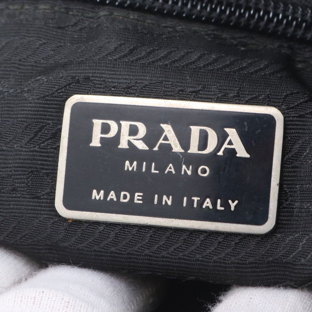 Prada Tessuto Nylon Triangle Logo Leather Shoulder Bag Crossbody Messenger — view 8