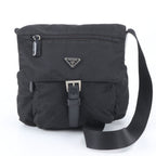 Prada Tessuto Nylon Triangle Logo Leather Shoulder Bag Crossbody Messenger