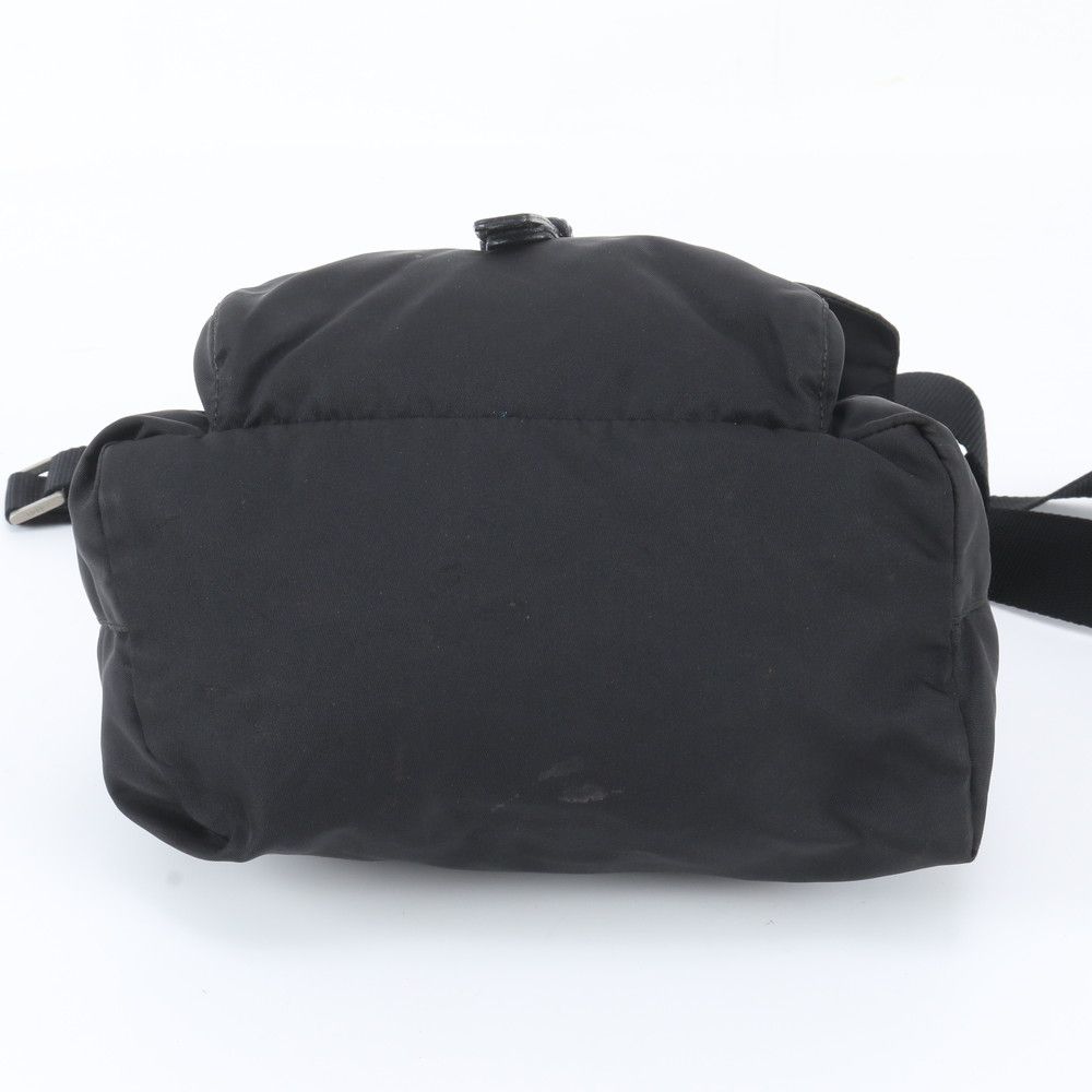 Prada Tessuto Nylon Triangle Logo Leather Shoulder Bag Crossbody Messenger — view 6