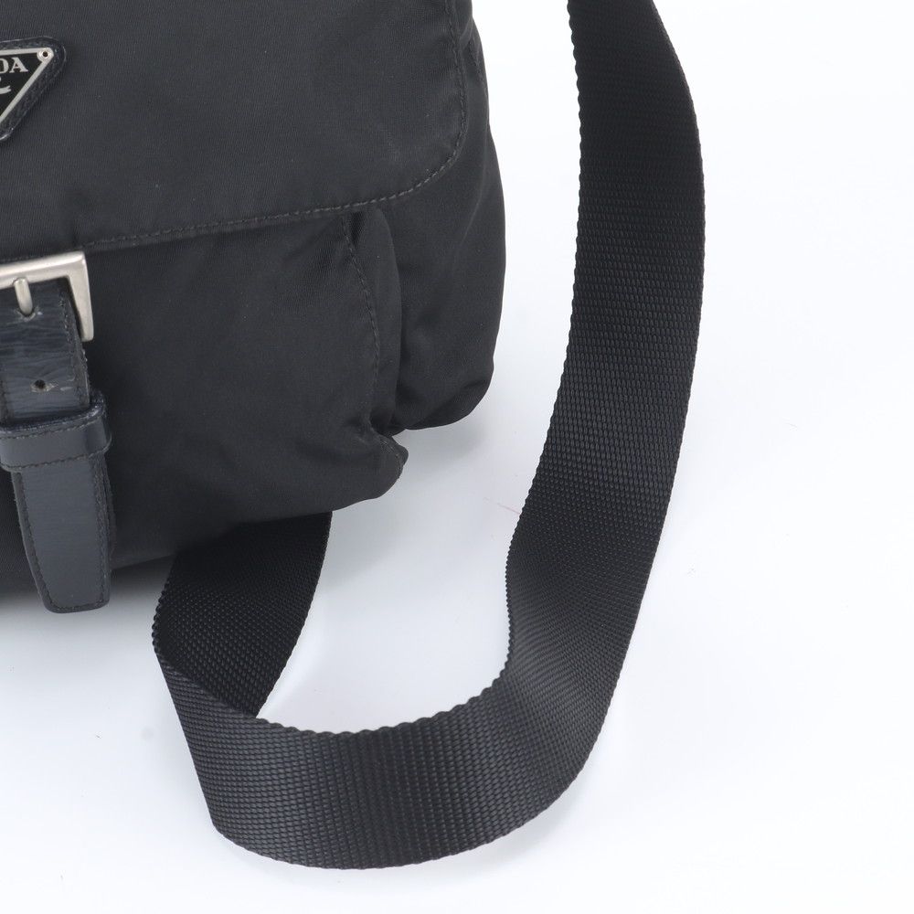 Prada Tessuto Nylon Triangle Logo Leather Shoulder Bag Crossbody Messenger — view 2