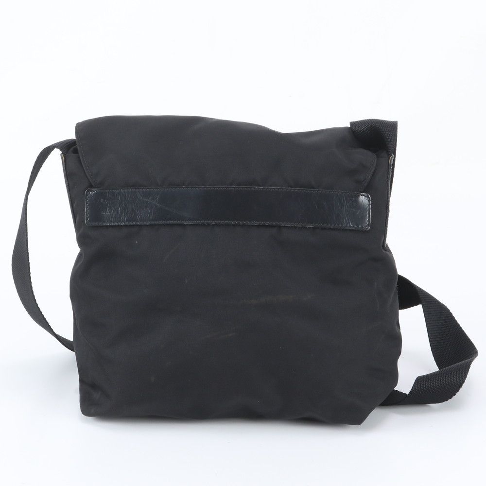 Prada Tessuto Nylon Triangle Logo Leather Shoulder Bag Crossbody Messenger — view 3