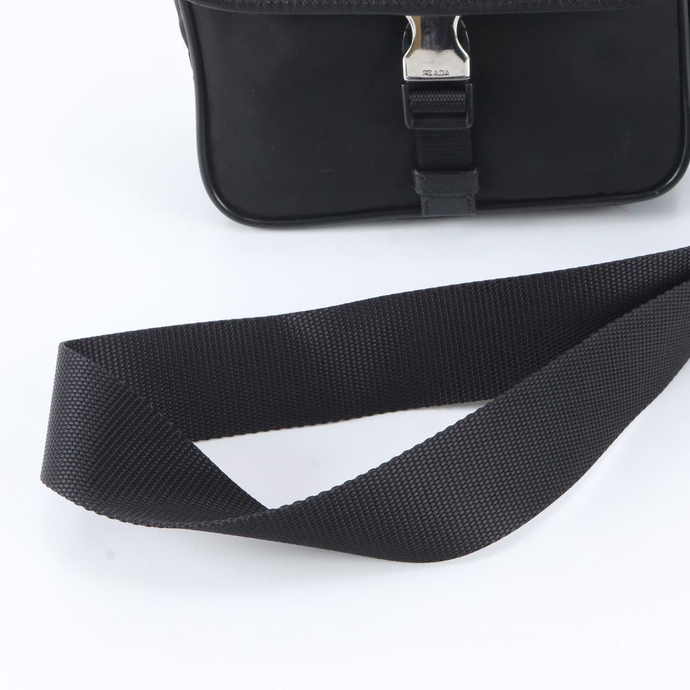Prada Tessuto Nylon Triangle Logo Leather Shoulder Bag Crossbody Messenger — view 2