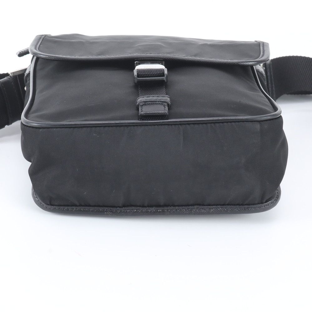Prada Tessuto Nylon Triangle Logo Leather Shoulder Bag Crossbody Messenger — view 6