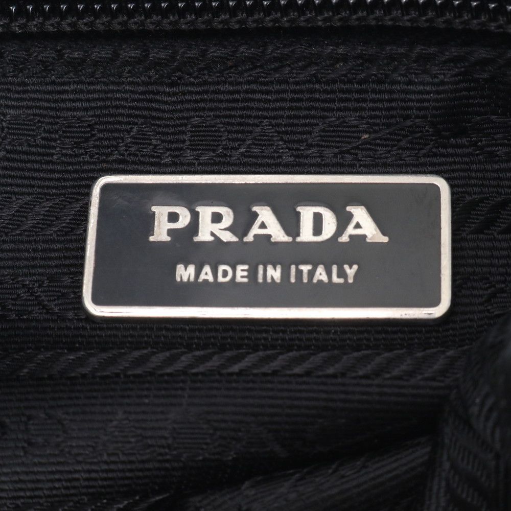 Prada Tessuto Nylon Triangle Logo Leather Shoulder Bag Crossbody Messenger — view 8