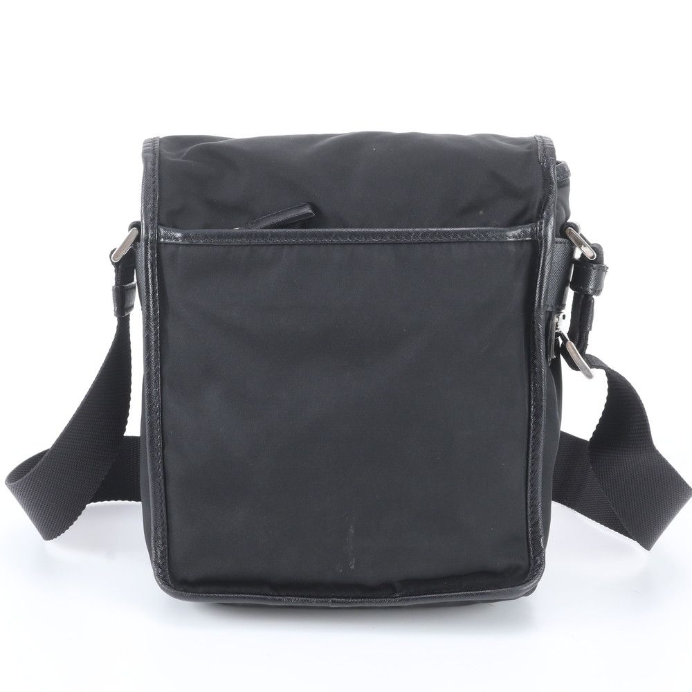 Prada Tessuto Nylon Triangle Logo Leather Shoulder Bag Crossbody Messenger — view 3