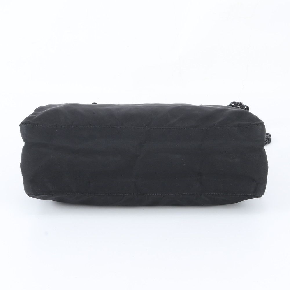 Prada Tessuto Nylon Plastic Chain Triangle Logo Shoulder Bag Black — view 6