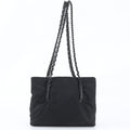 Prada Tessuto Nylon Plastic Chain Triangle Logo Shoulder Bag Black