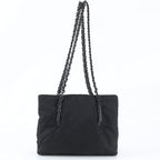 Prada Tessuto Nylon Plastic Chain Triangle Logo Shoulder Bag Black