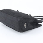 Prada Tessuto Nylon Plastic Chain Triangle Logo Shoulder Bag Black — view 4