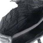 Prada Tessuto Nylon Plastic Chain Triangle Logo Shoulder Bag Black — view 8