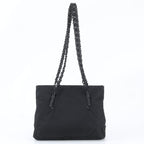 Prada Tessuto Nylon Plastic Chain Triangle Logo Shoulder Bag Black — view 3