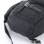 Prada Tessuto Nylon Triangle Logo Leather Backpack Black — view 5
