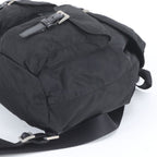 Prada Tessuto Nylon Triangle Logo Leather Backpack Black — view 4