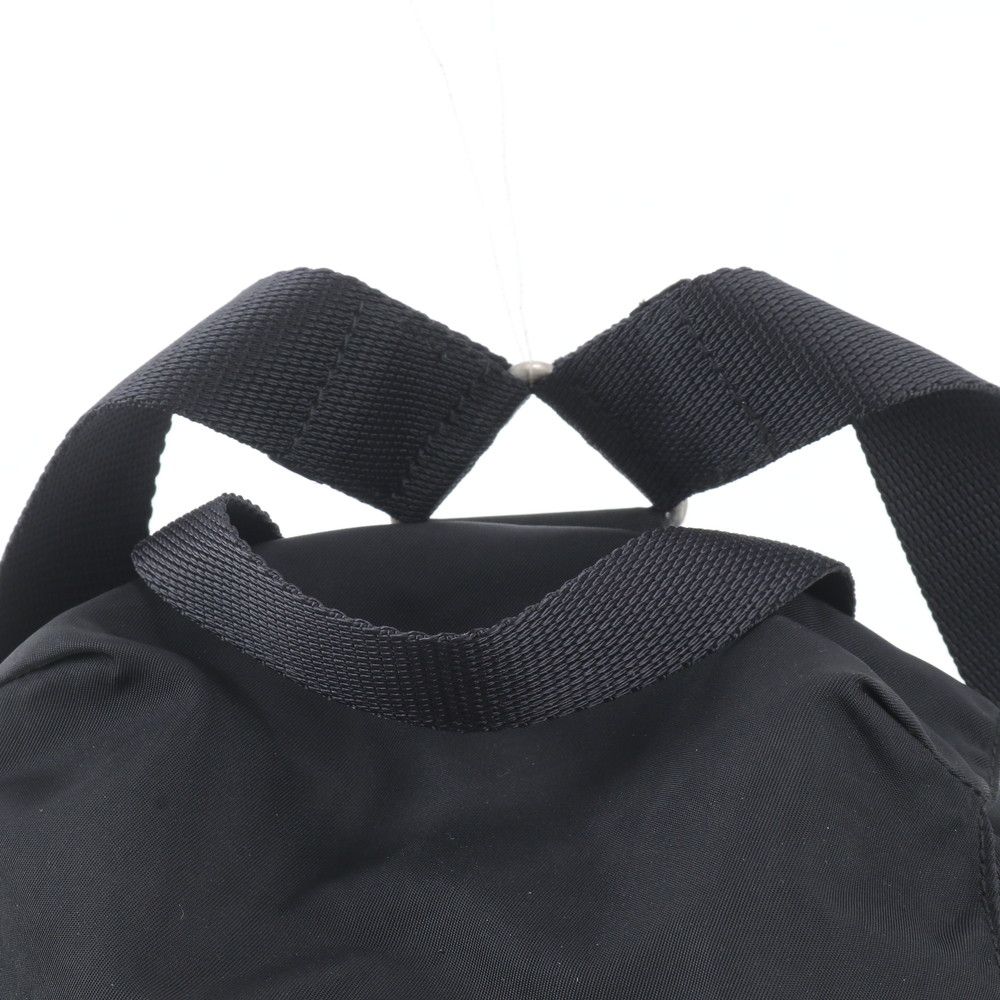 Prada Tessuto Nylon Triangle Logo Leather Backpack Black — view 2