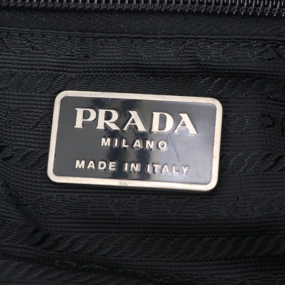 Prada Tessuto Nylon Triangle Logo Leather Backpack Black — view 8