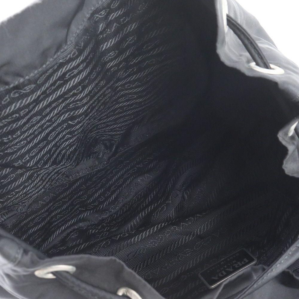 Prada Tessuto Nylon Triangle Logo Leather Backpack Black — view 7