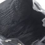 Prada Tessuto Nylon Triangle Logo Leather Backpack Black — view 7