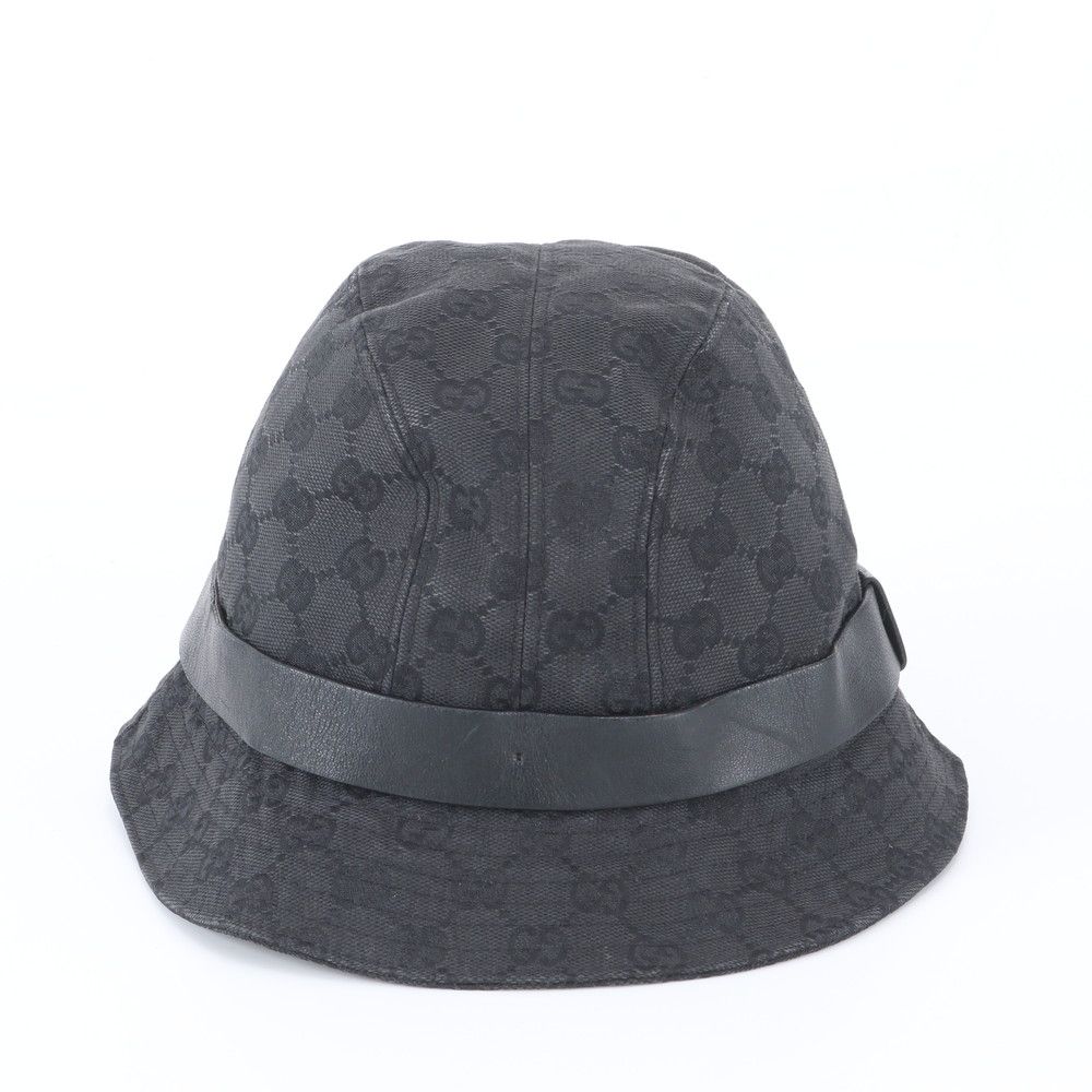 Gucci Tagged GG Canvas Bucket Hat Bakeha XL Hat Leather Black — view 2