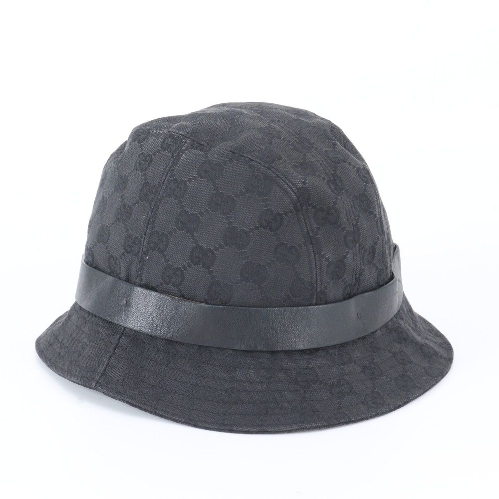 Gucci Tagged GG Canvas Bucket Hat Bakeha XL Hat Leather Black — view 3