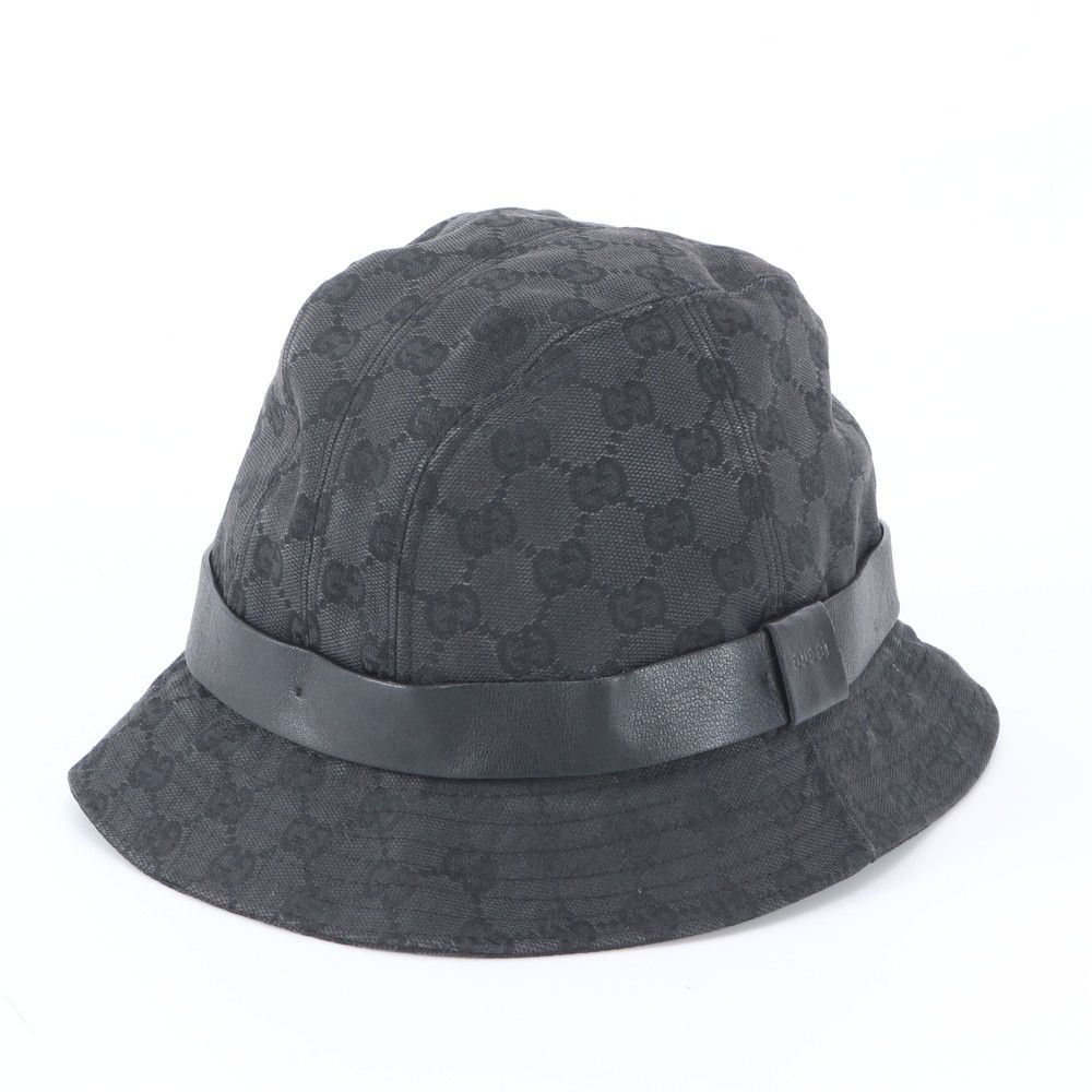 Gucci Tagged GG Canvas Bucket Hat Bakeha XL Hat Leather Black