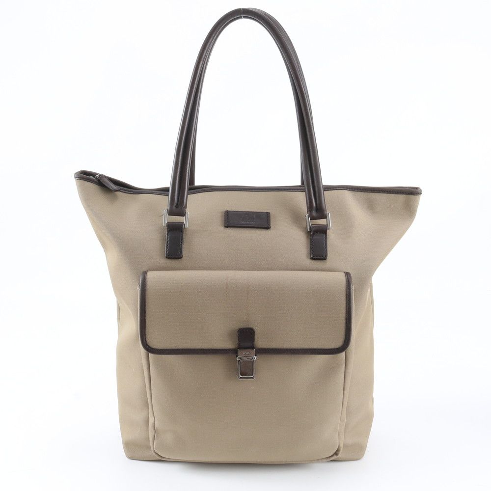 Gucci Leather Canvas Tote Shoulder Business Document