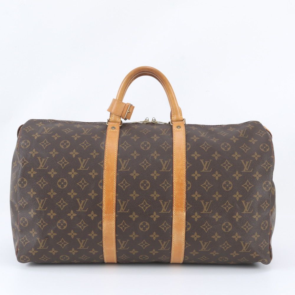 Louis Vuitton Monogram Keepall 50 Leather Boston Bag Tote Carry