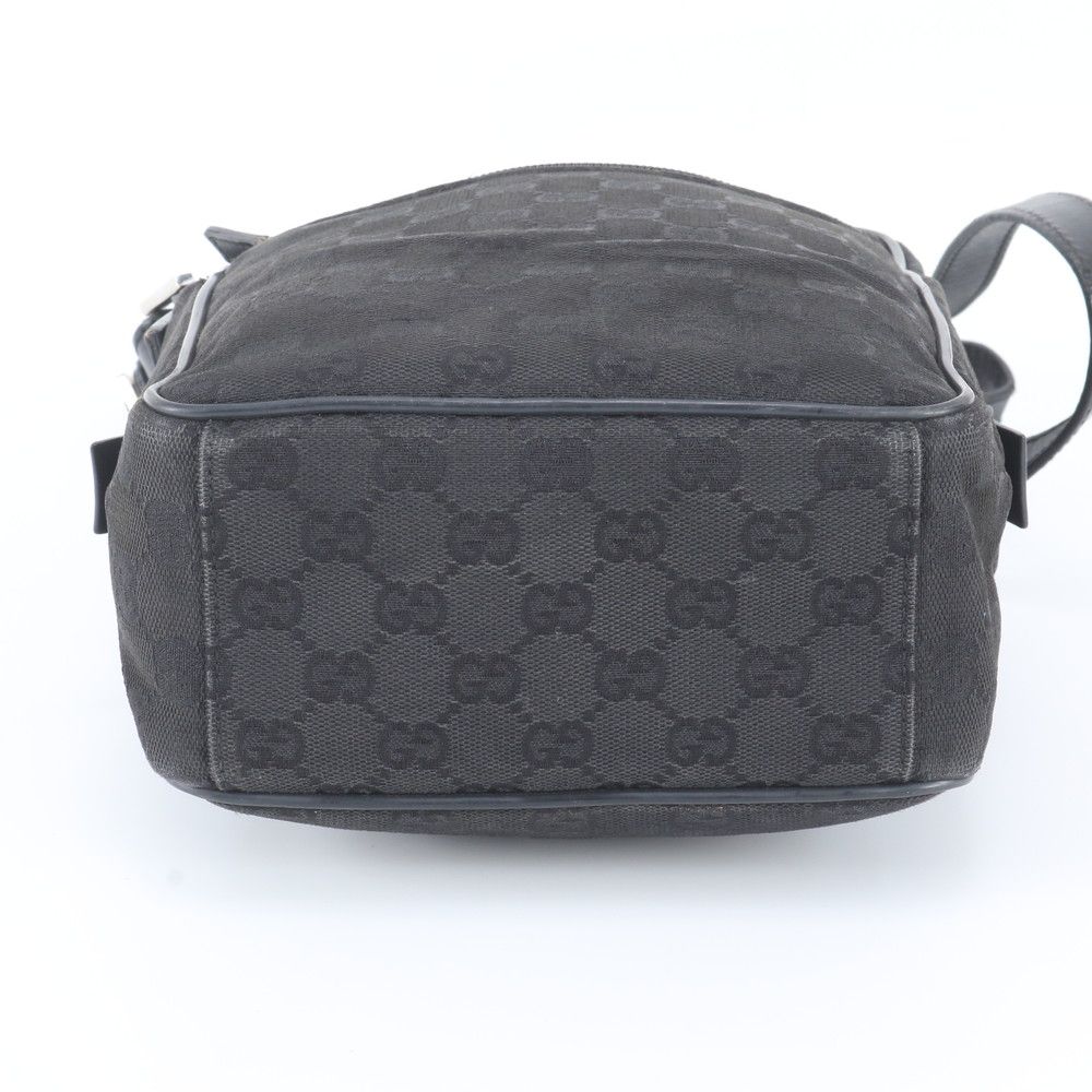 Gucci GG Canvas Leather Shoulder Bag Crossbody Messenger Black — view 6