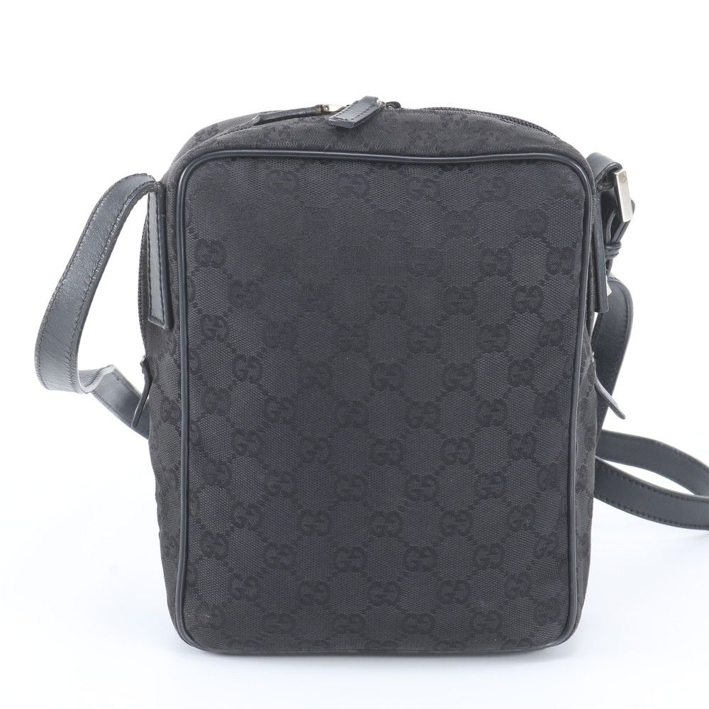 Gucci GG Canvas Leather Shoulder Bag Crossbody Messenger Black — view 3