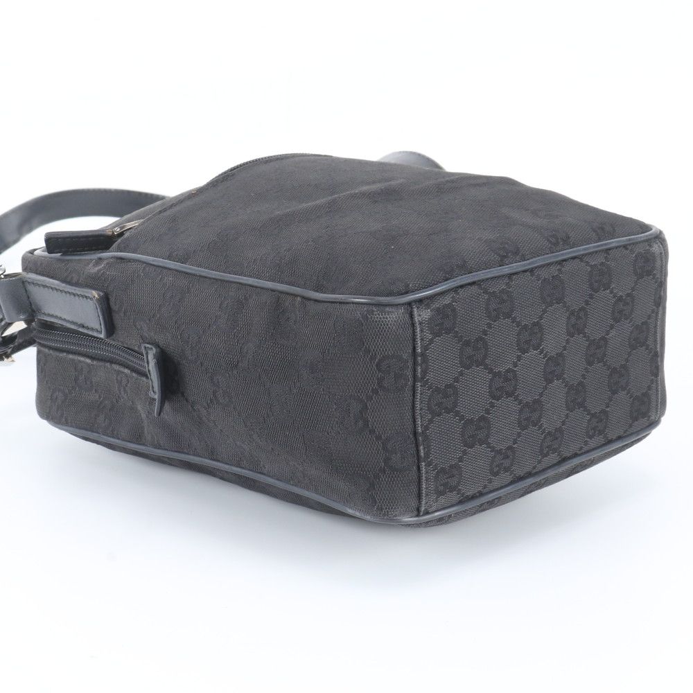 Gucci GG Canvas Leather Shoulder Bag Crossbody Messenger Black — view 5