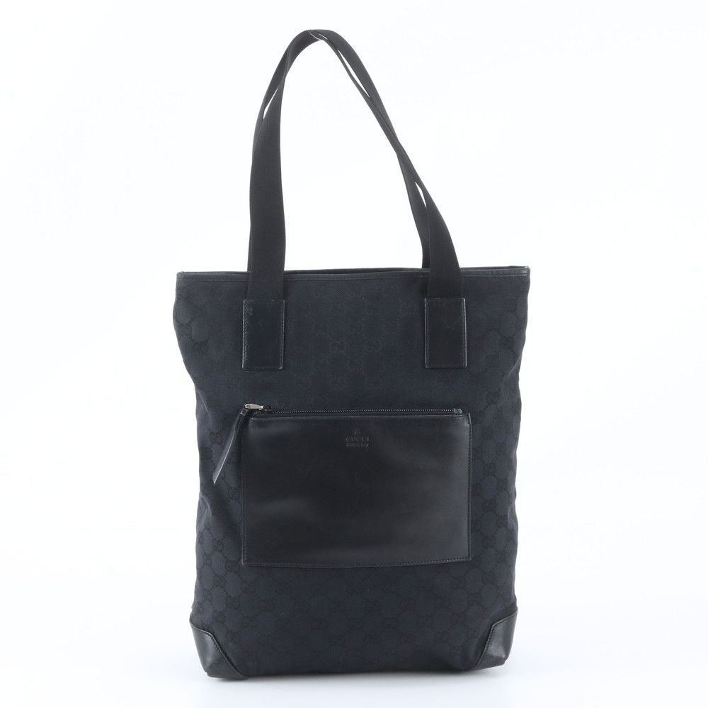 Gucci GG Canvas 019 Leather Tote Shoulder Black