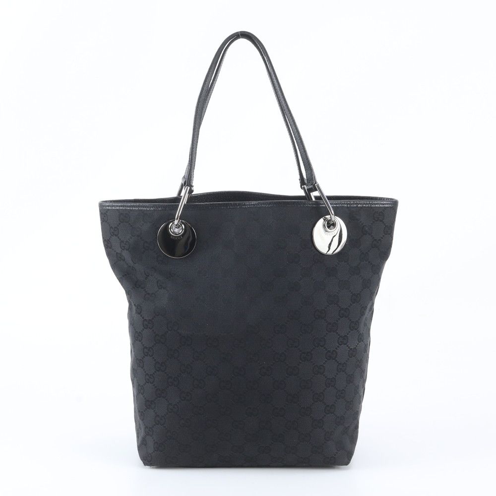 Gucci GG Canvas Eclipse Leather Tote Shoulder Black