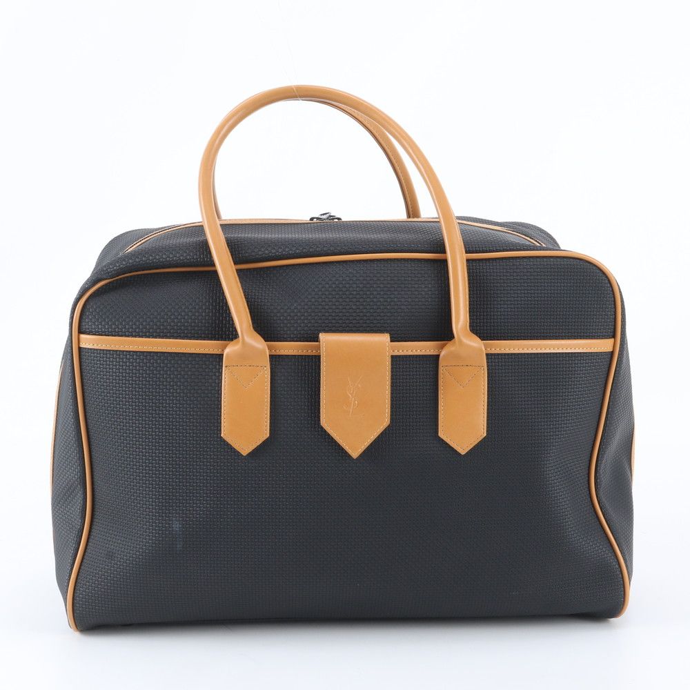 Saint Laurent YSL Boston Bag Tote Carry Leather Black