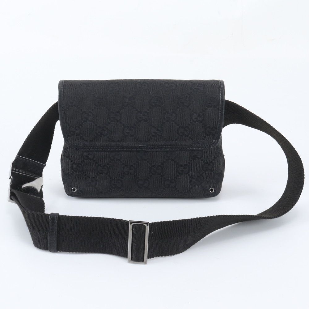 Gucci GG Canvas Leather 2-Way Belt Bag Crossbody Waist Pouch Shoulder Black — view 3