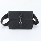 Gucci GG Canvas Leather 2-Way Belt Bag Crossbody Waist Pouch Shoulder Black — view 2