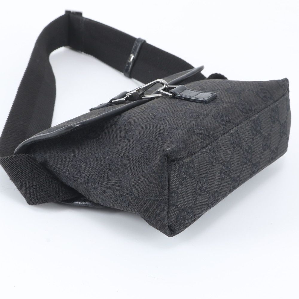 Gucci GG Canvas Leather 2-Way Belt Bag Crossbody Waist Pouch Shoulder Black — view 5
