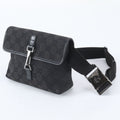 Gucci GG Canvas Leather 2-Way Belt Bag Crossbody Waist Pouch Shoulder Black