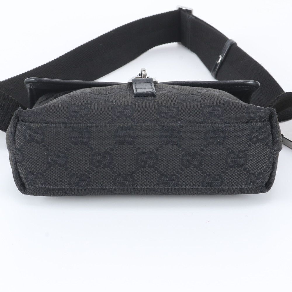 Gucci GG Canvas Leather 2-Way Belt Bag Crossbody Waist Pouch Shoulder Black — view 6