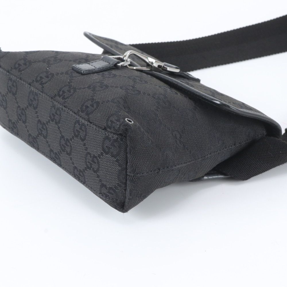 Gucci GG Canvas Leather 2-Way Belt Bag Crossbody Waist Pouch Shoulder Black — view 4