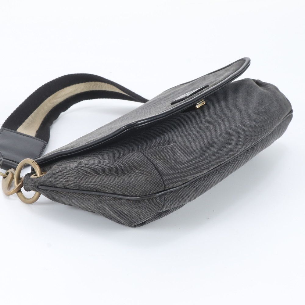 Gucci Leather Canvas Shoulder Bag Hand Black — view 5