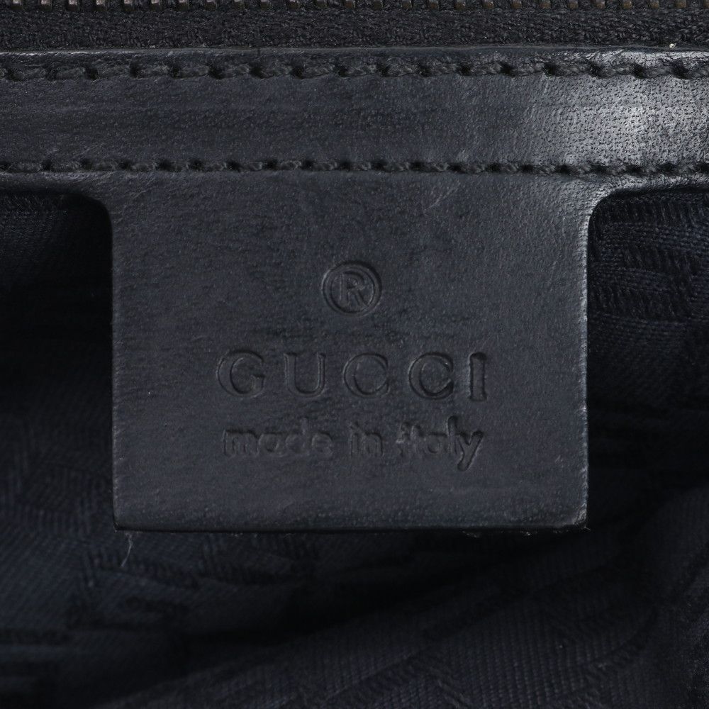 Gucci Leather Canvas Shoulder Bag Hand Black — view 8