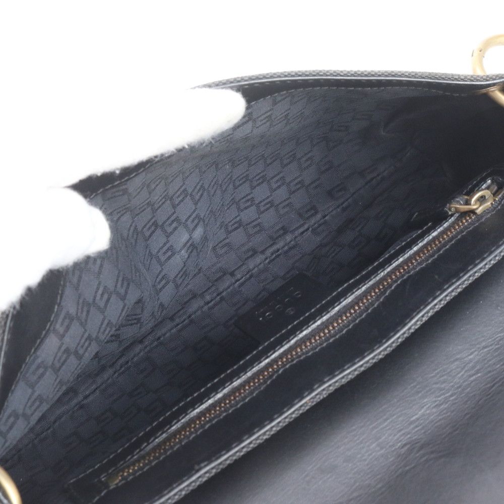 Gucci Leather Canvas Shoulder Bag Hand Black — view 7
