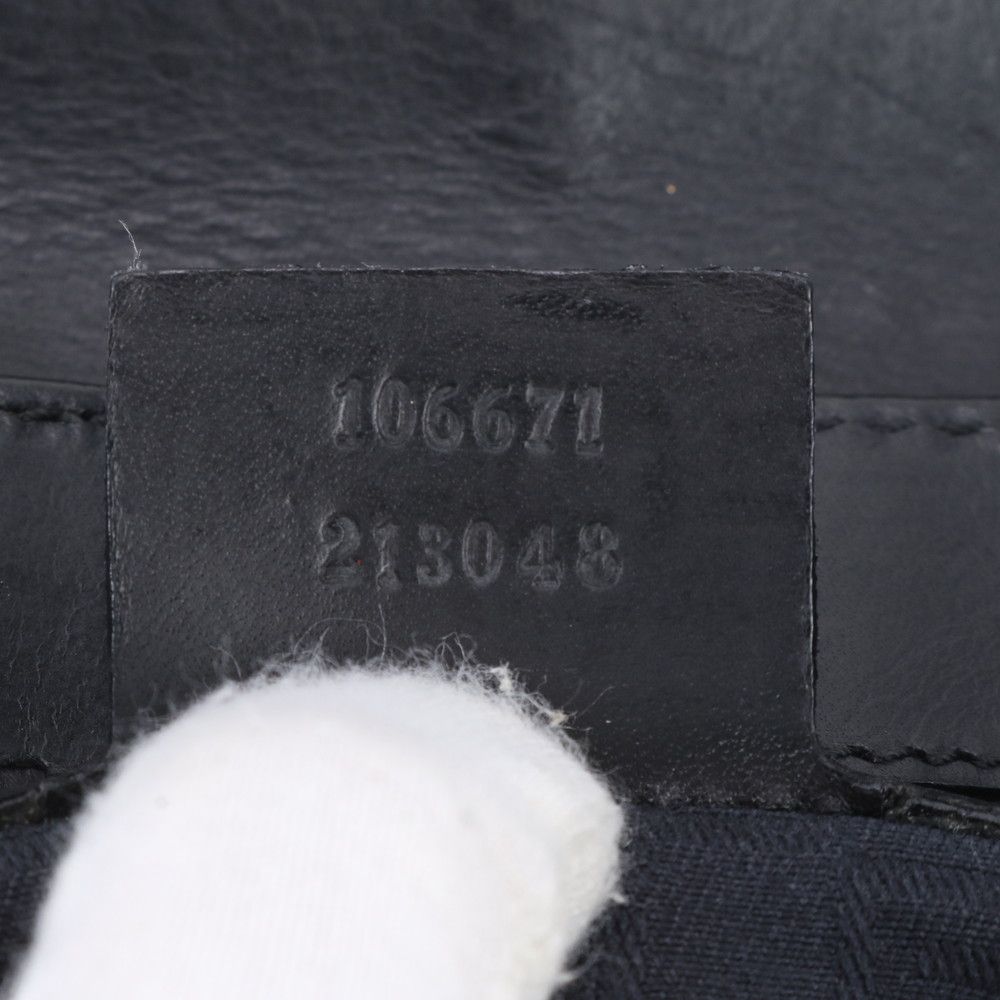 Gucci Leather Canvas Shoulder Bag Hand Black — view 9