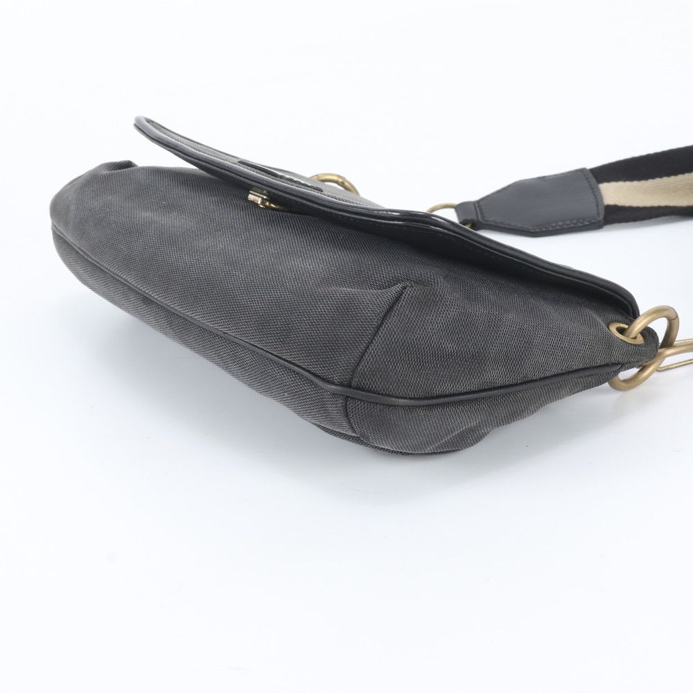 Gucci Leather Canvas Shoulder Bag Hand Black — view 4