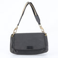 Gucci Leather Canvas Shoulder Bag Hand Black