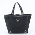 Gucci GG Canvas Abbey Leather Tote Shoulder Hand Black